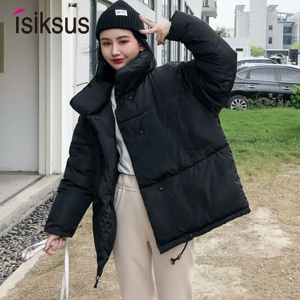 isiksus Short Autumn Winter Jacket Women Snow Thick Down Parka Womens Jackets Coat Padded 2019 Casual Overcoat For Women WP035 Y191007