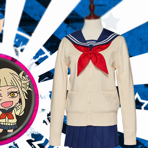 My Hero Academia Cosplay Costume Boku no Hero Academia Himiko Toga Women Sailor JK Uniform Mini Pleated Skirt Suit Cardigans SetMX190921