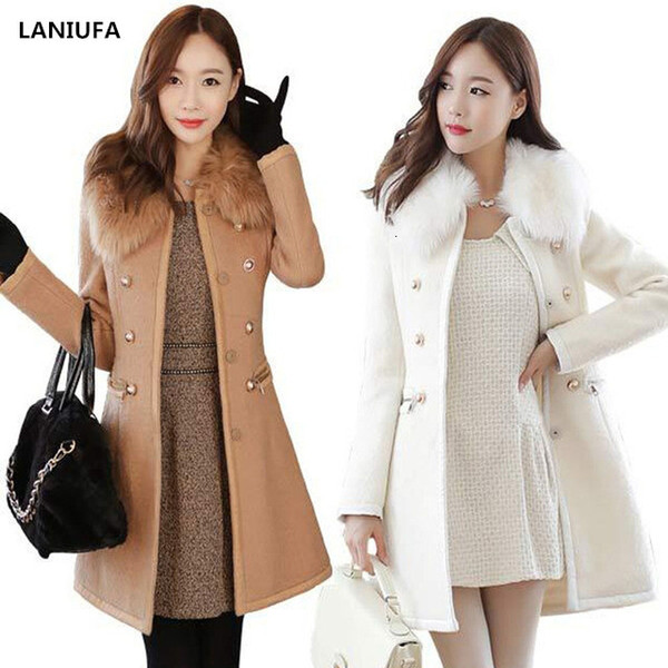 new Long Autumn Winter Coat Women Wool Blends Coats Female Jacket Winter Woman Coat Warm Windbreaker Abrigos Mujer Wool Women T190913