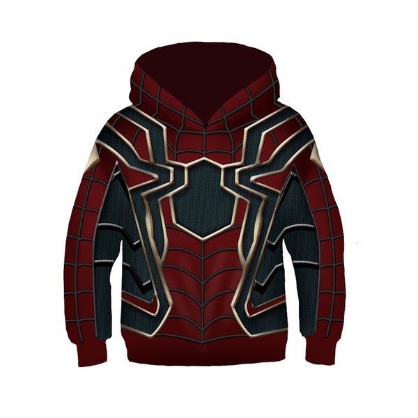 Kids Iron Spider-man Cosplay Sweater Hoodie Fashion 3D Printing Sweatshirt Boys Spiderman Pullover Costume ClothingMX190923