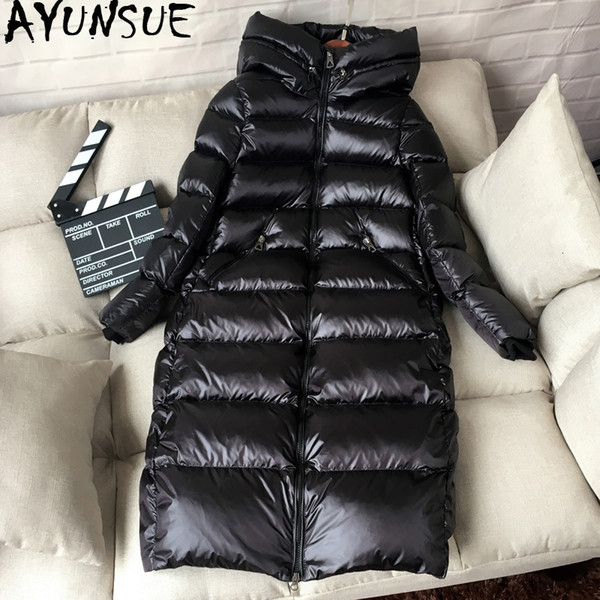 AYUNSUE 90% White Duck Down Jacket Women Thick Long Winter Coat Women Hooded Korean Female Puffer Jacket Doudoune Femme KJ727 SH190930