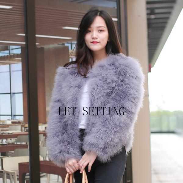 18 colors fashion sexy Ostrich turkey fur wool coat feather fur short jacket 2XL,3XL,4XL,5XL,6XL,7XL gray black green red brown Y190920