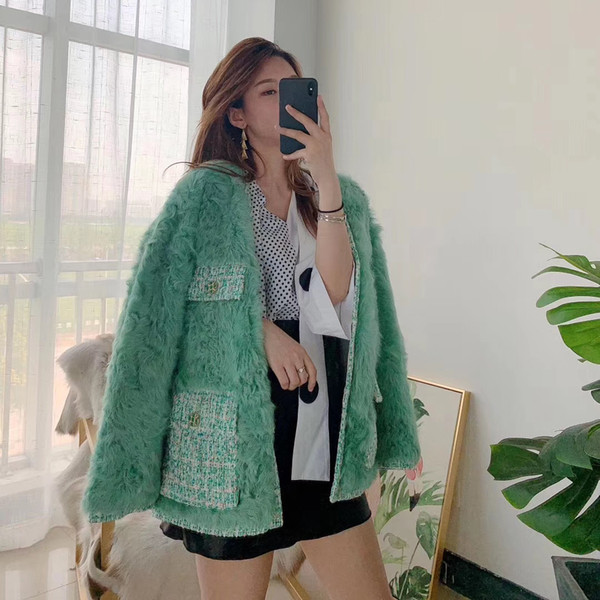 Real fur coat natural sheep fur genuine leather jacket new fashion winter coat women elegant plus size SH190930