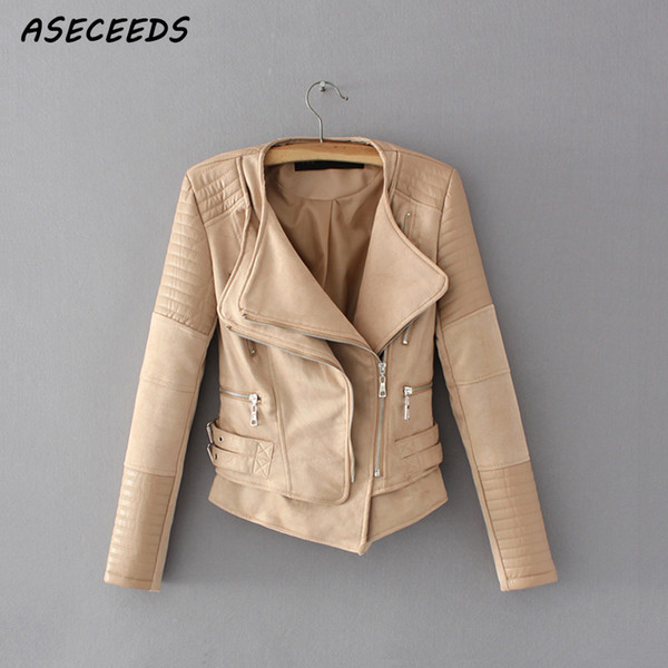 Faux Leather Jacket Women Spring Zipper Ladies Suede Motorcycle Coat Punk Biker Jackets 2018 Street Long Sleeve Biker Jacket T190825