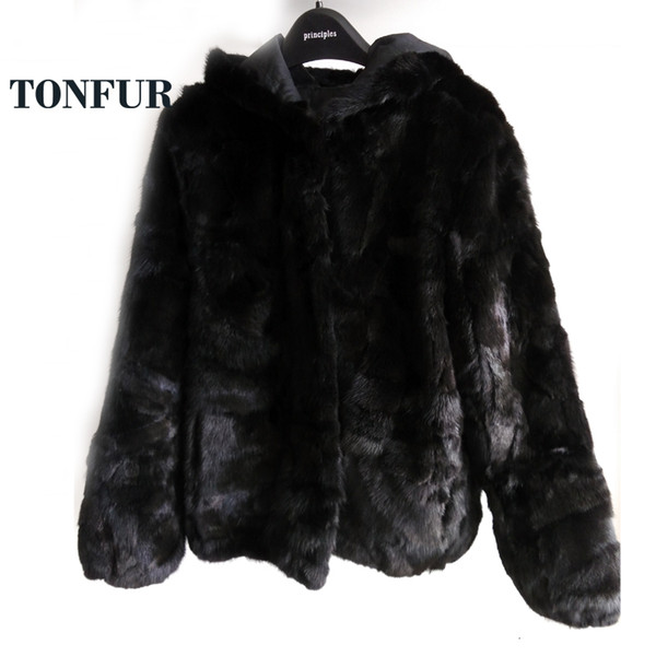 New Thick Real True Mink Fur Coat Luxury Natural Mink Fur Jacket with hood Big Hooded Fur Waistcoat TSR136 SH190930