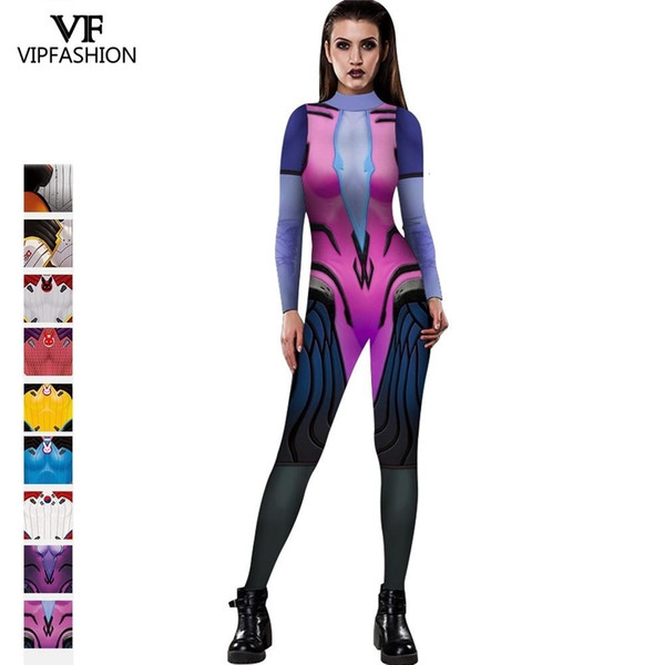 VIP FASHION Black Lily Anime Game Cosplay Costume Jumpsuits D.VA Zentai Spandex Lycra Bodysuit Halloween Carnival Party CostumeMX190923