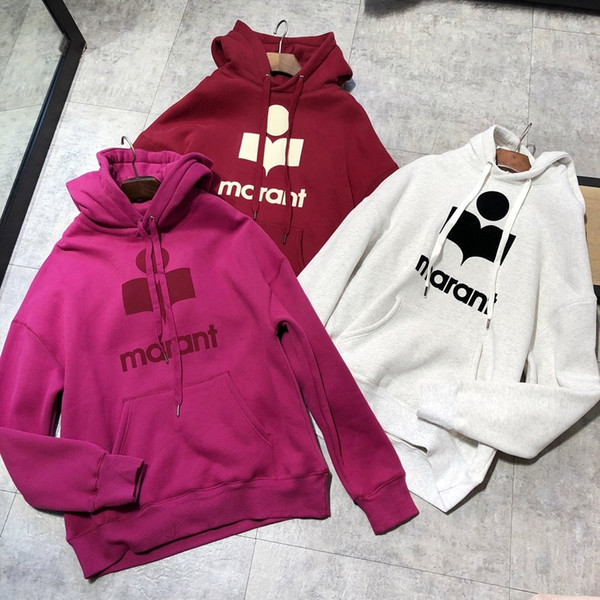 2018 Women Oversized Lounge-ready Style Hooded Cotton Sweatshirt Hoodie With Dropped Shoulders & Front Logo & Kangaroo Pockets Y191007