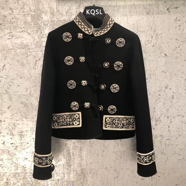 Spring Luxury Vintage Embroidery Women Formal Jacket Coat Runway Designer Double Breasted Female Party Overcoat ClothesMX190927