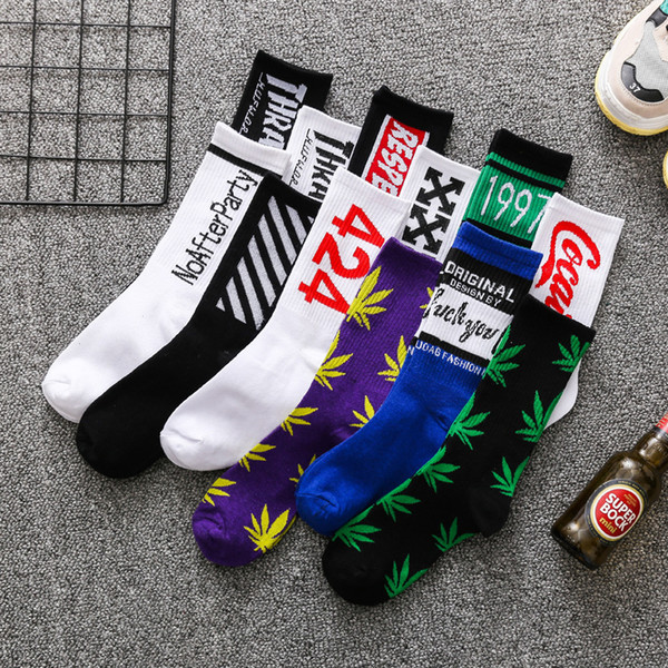 Tide men's socks Tide brand in Europe and Maple street hip-hop drum stockings autumn and winter cotton socks basketball sports personality