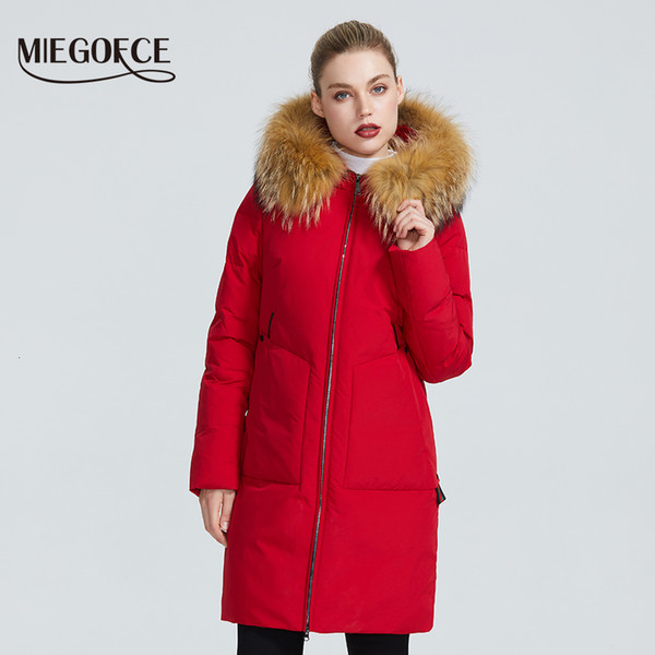 MIEGOFCE 2019 New Collection Jacket Winter Parka With a Fur Hood Patch Pocket Women Coat different unusual colors Y190926