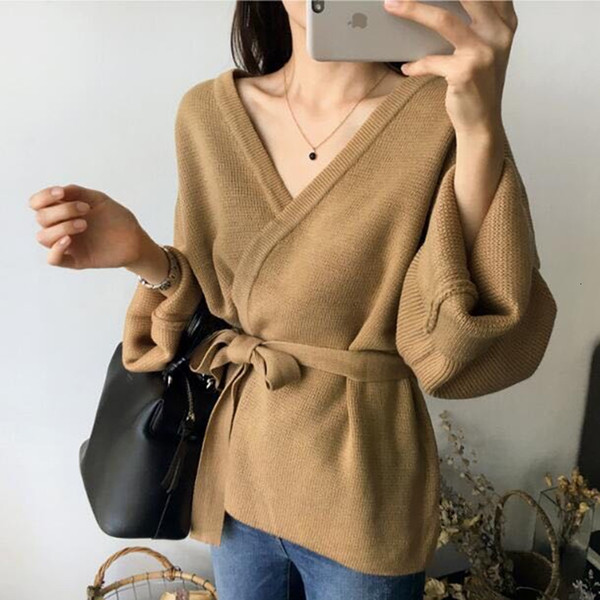 Flectit Women Cardigan With Tie Belt Wide Sleeve Open Front Cozy Knit Cardigan Ladies Knitwear Autumn Winter Cardigans Sweater * SH190930