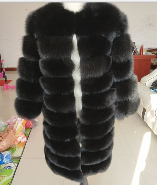 New brand black fox fur coat winter warm clothes fashion style real natural fox fur coat SH190930