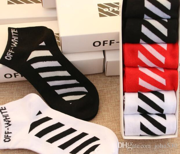 Men Women Stockings Socks OFF Letters WHITE Knitted Cotton Shoe Hosiery Unisex Mid-calf invisible socks Good Elastic 25