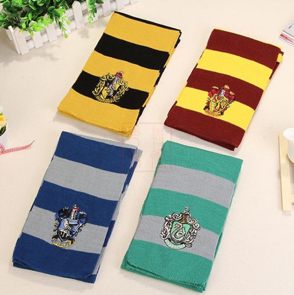 Harry Potter winter Knitted scarf with Badge long neckscarf Gryffindor Slytherin School warm neckscarf striped scarf Xmas Gifts hot h8