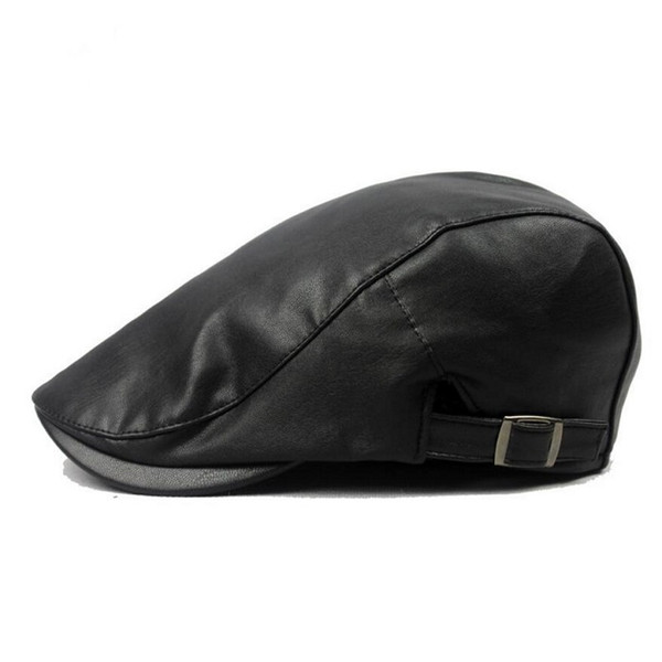 Autumn Winter Leather Flat Cap Men Women Cabbie Hat Duckbill Boina Berets