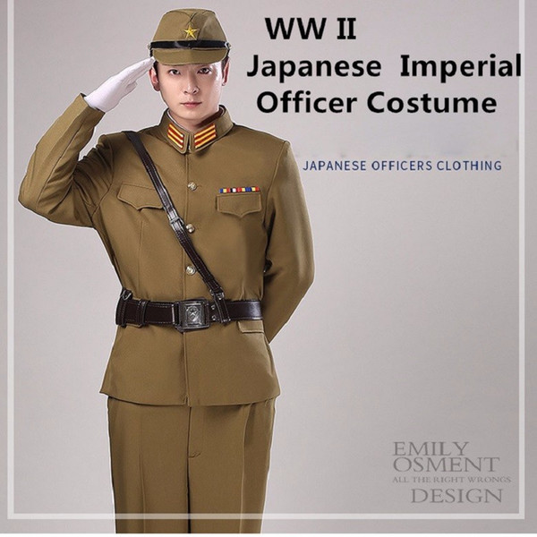 World War 2nd Japanese Imperial officer Traditional vintage green uniform japanese military costume WW2 Japanese Military Uniform Japan