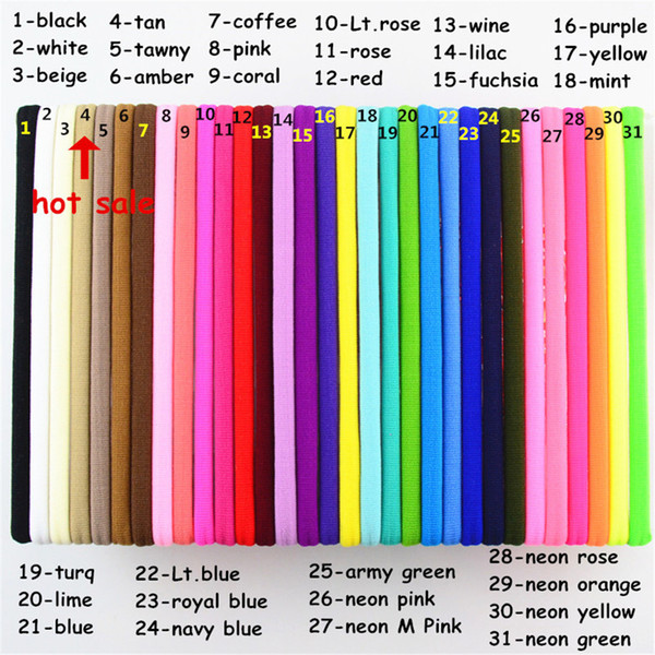 31color U Pick Bulk Tan Nude Nylon Headband Spandex Hair Band One Size Fits Most Nylon Hair Accessories