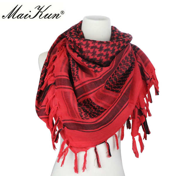 Maikun Cotton Arab Scarves Men Winter Military Keffiyeh Windproof Scarf Muslim Hijab Shemagh Tactical Desert Square Wargame