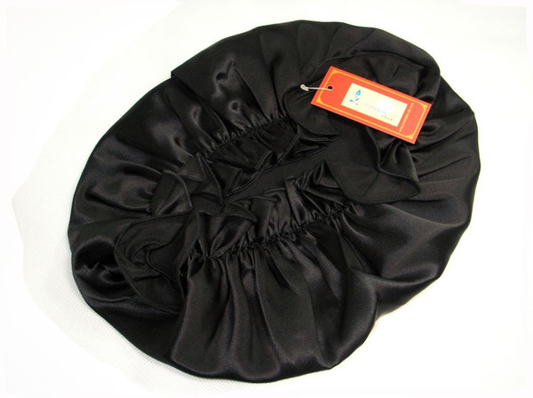 One New 100% Pure Silk Slumber Cap Sleeping Cap Soft Silk Night Sleep Cap One Size Black