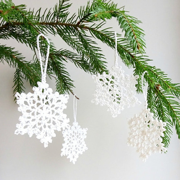 Handmade crochet Baubles Hanging Decorations Christmas tree pendant Christmas ornaments 1set of 10 snowflake sd006