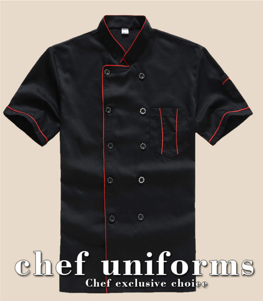 New Chef's Short-sleeved Breathable Outfit Summer Wear Work Clothes Men and Women Overalls Coats Hotel Chef Jacket Uniform Black