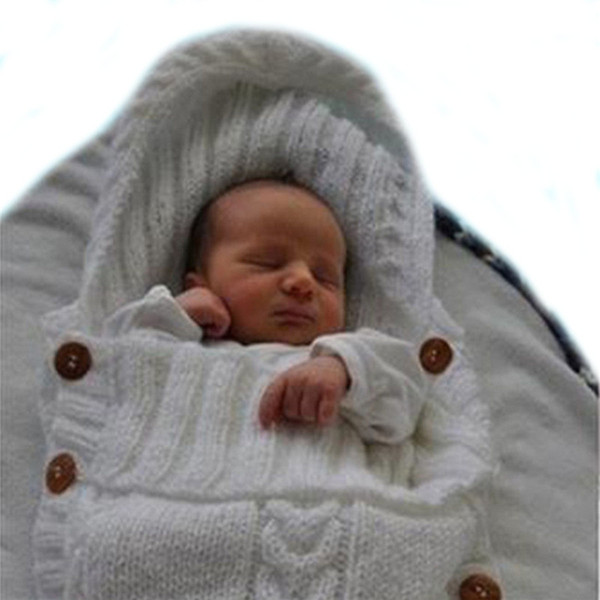 Newborn Infant Sleeping Bag Knit Baby Sleep Wrap Cover with Hat Christmas Gift Drop Ship 120060