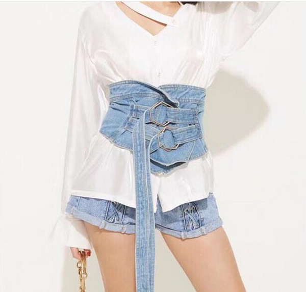 2019 Europe and the United States latest fashion denim waistband wide belt