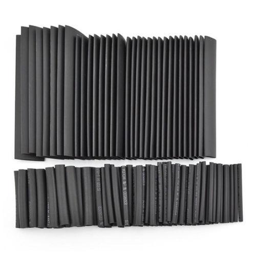 127pcs Black Polyolefin 2:1 Halogen-Free 10.4 Mpa 15 kV/mm Heat Shrink Tube Tubing Sleeving Kit 7 Sizes