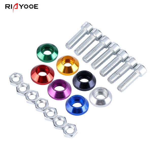 Car M6 Color Gasket Aluminium Alloy Gasket Screw License Plate Framework Splasher Fender Decoration Universal