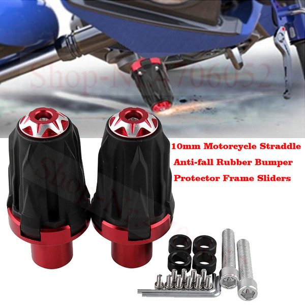 10mm Motorcycle Straddle Anti-fall Rubber Bumper Protector Frame Sliders