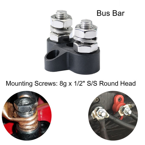 Bus Bar Terminal Block Heavy Duty Dual M8 Power Distribution Studs For Truck RV Great Mechanical Strength and Durability #P10