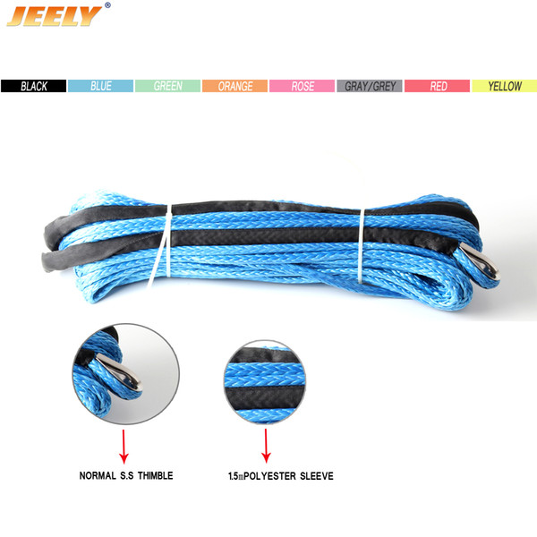 Free Shipping 15MM 30M 12 Strand UHMWPE Synthetic Braid Winch Cord With Thimble for ATV/UTV/SUV/4X4/4WD/OFF-ROAD/BOAT