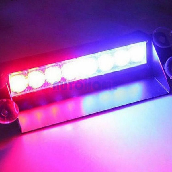 1 x 2014 Hot 8LED Red+Blue Police Car Strobe Flash Light Dash Emergency Warning Lamp order<$18no track