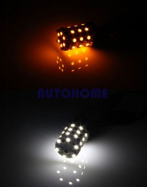 2 x White/Amber Yellow White 60-SMD LED Switchback Signal Lights Bulbs 3157 3155 3156 3757 order<$18no track