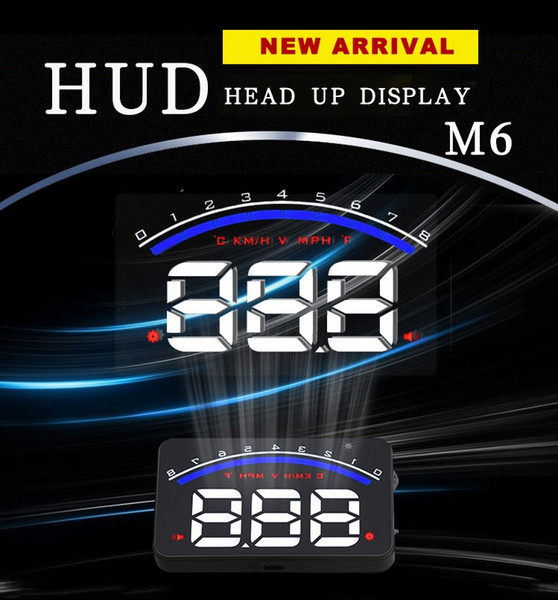 M6 3 Inch Car HUD Head Up Display OBD2 Plug&Play KM/h MPH Speeding HD Image