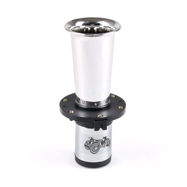 Dynoracing 12V Loud Classic Chrome Air Horn 115dB Single Trumpet 450Hz for Car Van Truck Train RV AUTO Boat Alarm Horn