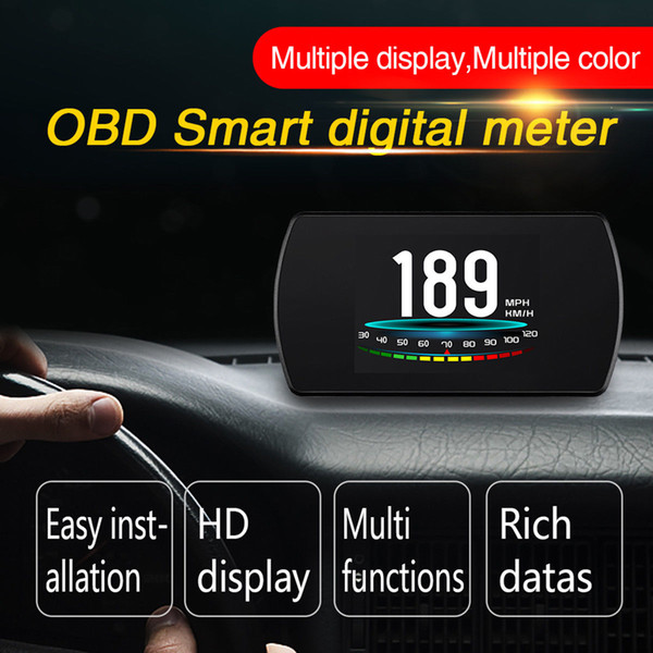 Latest P12 OBDII OBD2 Car HUD Head Up 4.2 Inch LCD Display Speed Alarm Warning Smart Digital Meter Vehicle Trip Computer