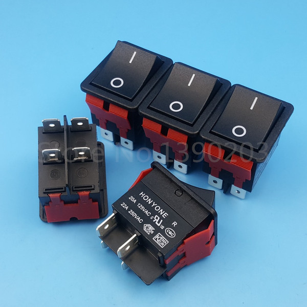 car 5Pcs Black 4Pin DPST 2Position ON-OFF Rocker Switch 22A/250VAC For High Current Welding Machine