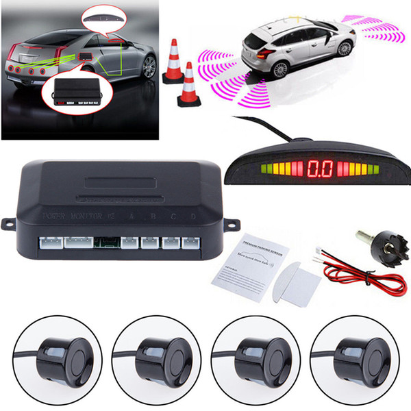 Car LED Parking Sensor Assistance Reverse Backup Radar Monitor System Backlight Display+4 Sensors car Alarm & Security GGA265