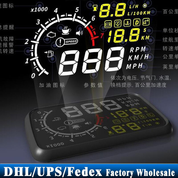 (Wholesale) 10PCS 2015 5.5' HUD Head-up Display OBD Ii Obd2 Car Kit Car Styling Monitor Overspeed Warning Km/h