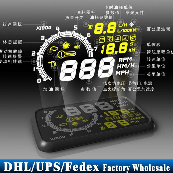 DHL/ 10pcs/lot Car Head Up Display System OBD2 Hud Speed Engine Details Showing Vehicle-Mounted OBD II Hud