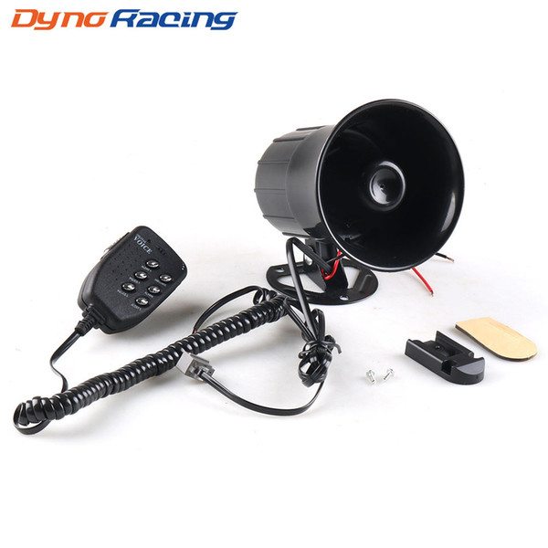 Dynoracing 7 Sound 50W 12V Warning Alarm 120dB Siren Air Horn Megaphone Loudspeaker with Microphone For Car Motorcycle Auto Truck Boat