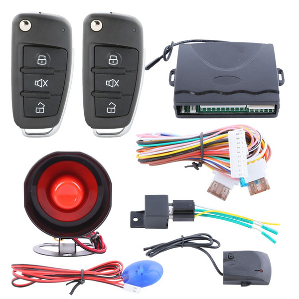 Universal car alarm system with flip key remote control central door locking keyless entry remote trunk release anti theft