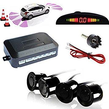 Highly Sensitive Buzzer Safety Alert Car Reverse Back Up Radar System with 4 Ultrasonic Parking Sensors & LED Display for Universal Auto