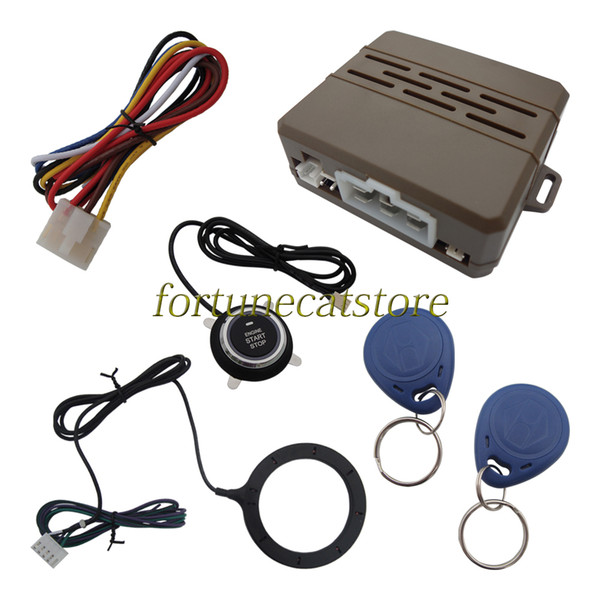 Universal RFID Car Engine Push Start Module Mini Unit with Push Button Start & 2 Transponder Immobilizers Keyless Go