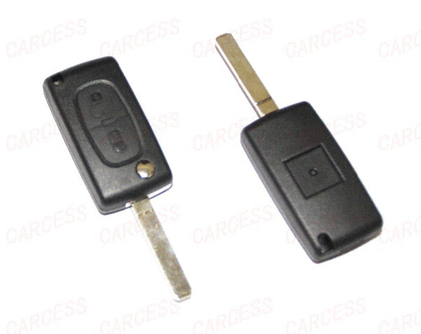 PEUGEOT 307 308 107 207 407 408 CAR REMOTE FLIP KEY COVER SHELL CASE 2 BUTTONS WITHOUT GROOVE BLADE 7MM WITH BATTERY LOCATION