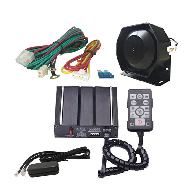 AS 100W Car Wired Electronic Siren with Siren Box Speaker Remote Control PA Function Fit for Police Ambulance Fire Engineer Vehicles