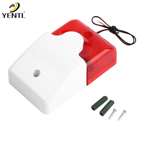 free shipping YENTL Mini Wired Strobe Siren Durable 12V Sound Alarm Strobe Flashing Red Light Sound Siren Home car Security Alarm System