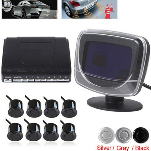 Weatherproof 8 Rear Front View Car Parking Sensor 8 Sensors Reverse Backup Radar Kit with LCD Display Monitor car parking system