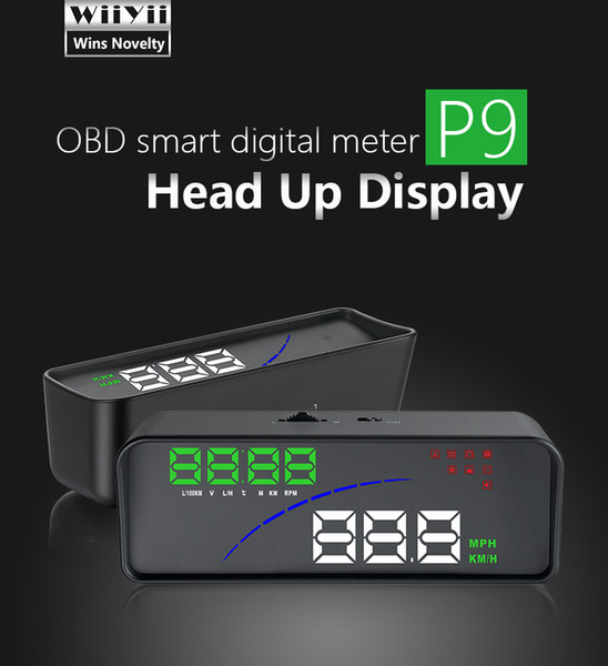 2018 New P9 Head Up Display Car Styling HUD Car OBD Smart Digital Meter Auto Two Display On The Windshield Digital Speedometer